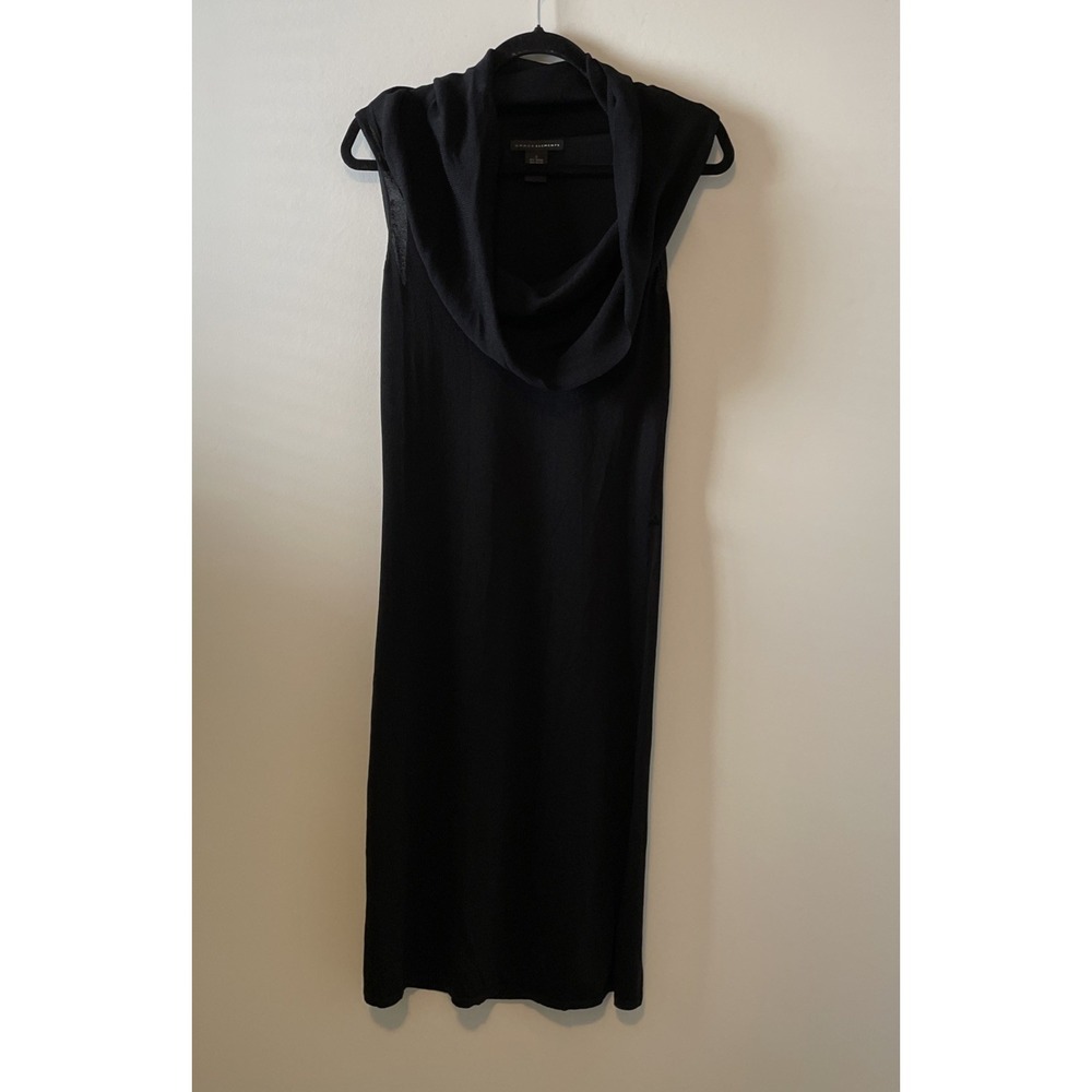 Grace Elements Small Black Knit Midi Dress Cowl Neck Sleeveless (Missing Belt)